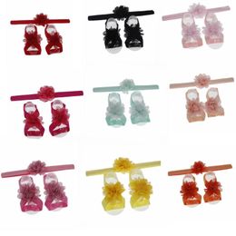 Hair Accessories Baby Headband Flowers Born Barefoot Sandals And Headbands Set Kid Shoes Infant Band Children