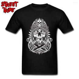 Men's T Shirts Latest Men Punk Skull Tees Knife Fight T-shirt Guys Funky Tshirt Black White Tops Cotton Clothes 3D Pirate Streetwear