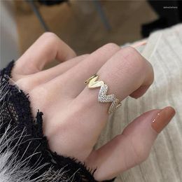 Wedding Rings Gold Korean Fashion Heart-shaped Combination Jewelry Engagement Ring Women Adjustable Size Personalized Gifts X1091