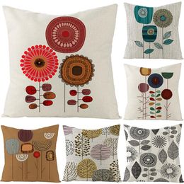 Pillow /Decorative Geometric Flowers Plants Linen Cover Living Room Sofa Decorative Pillows Home Simple Pillowcase 45X45CMCus