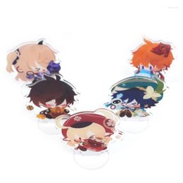 Keychains Anime Genshin Impact Acrylic Figure Zhongli Venti Cosplay Diy Desk Decor Stand Sign Fans Collection Ornament Prop Gift Fred22