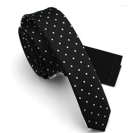 Bow Ties High Quality 2023 Arrivals Silk For Men 4cm Slim White Polka Dot Fashion Black Mens Necktie Gift Box L5039