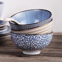 Bowls 6 Inch Household Japanese Ceramic Rice Bowl Soup Combination Instant Noodle Tableware Set Big