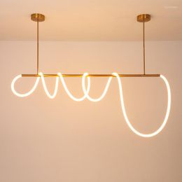 Pendant Lamps Modern Led Light For Kitchen Long Table Island Living Room Dining Bar Golden Hanging