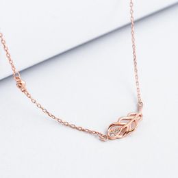 Pendant Necklaces S925 Sv Fashion Jewellery Necklace Rose Gold Colour Chain Real Leaf Charm Design Women Gift