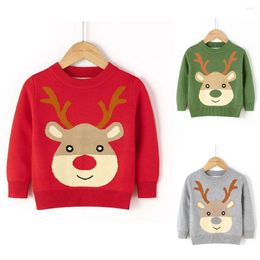 Girl Dresses Girls Sweater Christmas Year Costume Kids Winter Boys Printing For Wools Elk Knit Top 100- Clothes X1B1