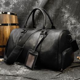 Duffel Bags Men Genuine Leather Travel Bag Soft Real Cowhide Carry Hand Luggage Women Shoulder Male Female Duffle