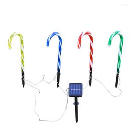 Solar Powered Candy Cane Crutch Decorative Garden Light 38CM Waterproof Lawn Lamp Warm White For Christmas Holiday Party