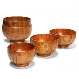 Bowls Handmade Wood Bowl Japanese Solid Serving For Soup Salad Rice Noodles Container Tableware Wooden Utensils