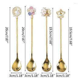 Dinnerware Sets GXMA Stainless Steel Long Handle Mixing Spoon Set Creative Japanese Cherry Blossoms Daisy Flower Spoons For Coffee Mug Tea