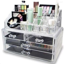 Storage Boxes Acrylic Multifunction Makeup Organizer Clear Jewelry Box Lipstick Collection Case Cosmetic Dust-proof