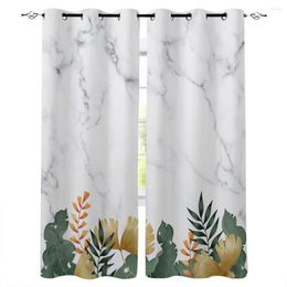 Curtain Plant Banana Leaf Marble Window Interior Valance Door Room Drape For Kitchen Living Bedroom Decoration Curtains