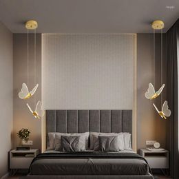 Pendant Lamps Butterfly LED Hanging Chandelier Nordic Bedside Lamp Modern Bedroom Light Luxury Restaurant Living Room Decoration