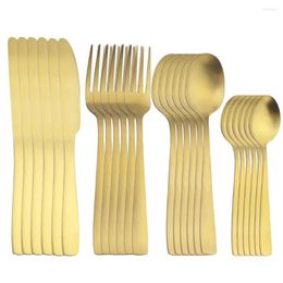 Dinnerware Sets 24Pcs Gold Matte Cutlery Set Stainless Steel Knife Fork Spoon SilverwareTableware For Kitchen Flatware Dinner