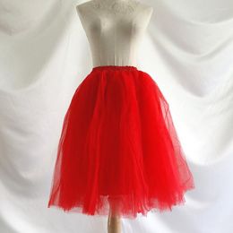 Skirts 2023 Women's Red Sexy Pleated Skirt Slim Fit Five Layers Tulle Mesh Casual Prom Party Wedding Mid Length Retro Dress Petticoat