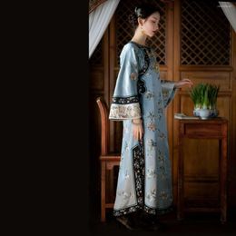 Ethnic Clothing Vintage Women Cheongsam Warm Winter Cotton-Padded Qipao Traditional Evening Party Vestidos Elegant Long Sleeve Print Robe