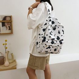 School Bags Casual Plush Backpack Shoulder Bag Women Animal Cow Pattern Travel Rucksack Lady Student Capacity