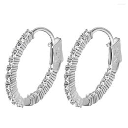 Hoop Earrings Hainon Design Fashion Charm Austrian Crystal Round Shiny Silver Colour Earring Jewellery For Women