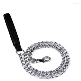 Dog Collars 4mm 180cm Chain Leash Black Handle Iron Metal Rustproof Leads Pet Leashes Products