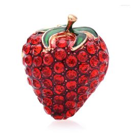 Brooches Wuli&baby Sparkling Strawberry For Women Unisex Cute Fruits Rhinestone Brooch Pins Gifts