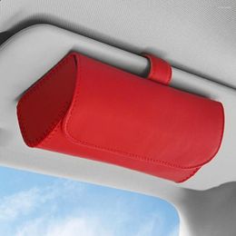 Interior Accessories Easy Instal Durable Car Glasses Case Removable Universal Sun Visor Mounted PU Leather Space Saving Solid Lightweight