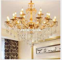 Chandeliers K9 Crystal Zinc Alloy Golden Modern 6/8/18 Lights Dinning Room Living Home Hanging Lamp