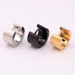 Hoop Earrings Fashion Men's Small Color Gold Black Stainless Steel Wide Huggie Jewelry For Cool Men Women