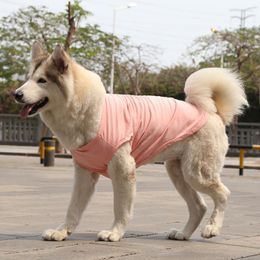 Dog Apparel Summer Solid Colour Medium Vest Pure Cotton Breathable T-Shirt For Dogs Golden Retriever Pet Clothes Supplies