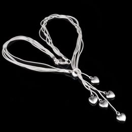 925 Silber plattiert Herz Anhänger Halskette Männer und Frauen Pandora Schlangenkette DIY Perlen Anhänger Halskette 5 Love300t