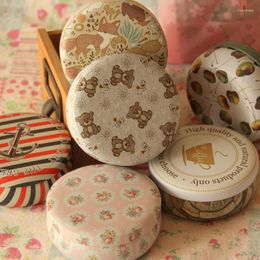 Storage Boxes Tinplate Round Macaron Dessert Tin Box Small Coin Jewelry Case Chewing Gum Exquisite Printing