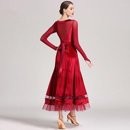 Stage Wear 3 Colors Standard Ballroom Dance Dress Women Long Sleeve Waltz/Tango/Jazz Black/Green/Red Performance/Practice