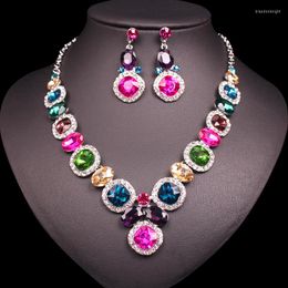 Necklace Earrings Set Square Austrian Crystal Bridal Sets Turkish Fashion Party Jewelery Gifts For Women Girls