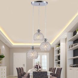 Pendant Lamps Modern Crystal Light Fixtures Restaurant Kitchen Dining Room Hanging Lamp Chrome Iron E27 220V For Decor Home MING