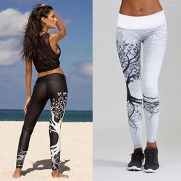 Active Pants Women Elastic Fashion Tree Print Leggings Slim Yoga Pilates Fitness Sport