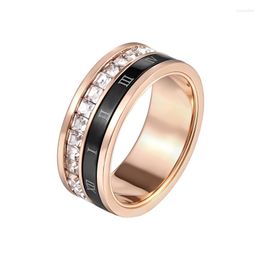 Wedding Rings Rotating Black Roman Numerals And Circle Crystal Ring Bridal Engagement Xmas Gift Women Jewellery Wholesale