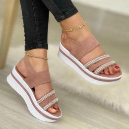 Sandals Shoes Women's Ladies Fashion Suede Rhinestone Fish Mouth Platform Buckle Strappy Sandalias For Women