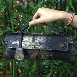 Evening Bags 2023 Luxury Women Python Clutch Tote Bag Snake Patern Quality Leather Shoulder Ins Purse Handbag For Party