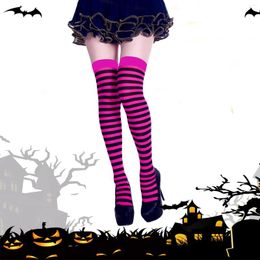 Women Socks Thigh Highs Halloween Stockings Sexy Knee High Sock Stripe Fashion Striped Happy Funny Long Witch