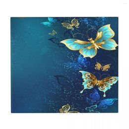 Table Mats Drying Mat Flying Gold Jewellery Butterfly On Blue Heat Insulation Holder Dish Cup Draining Pad Kitchenware