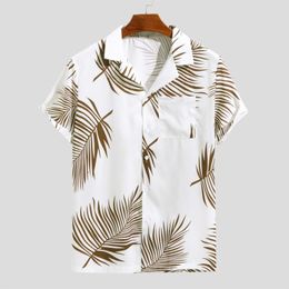 Men's Casual Shirts Summer Hawaiian Shirt Loose Retro Flower Leaf Printed Short Sleeved Blouse 2023 Slim Streetwear ShirtsMen's