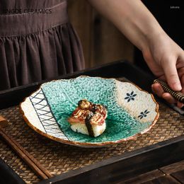 Plates 9 Inches Japanese Creative Pattern Ceramic Round Bowl Porridge Rice Bowls Restaurant Kitchen Tableware Salad Noodles Soup