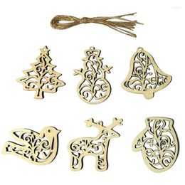 Christmas Decorations 6pcs Wooden Slices Wood Crafts DIY Accessories Small Pendant For Tree Ornaments Decorative