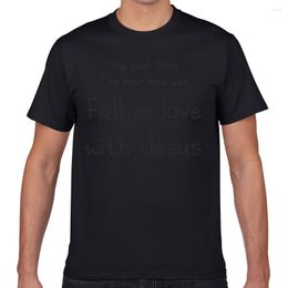 Men's T Shirts Tops Shirt Men Fall In Love Wjesus Super Design Black Geek Print Male Tshirt XXXL