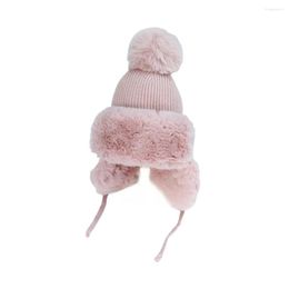 Berets Winter Cap Portable Cute Stylish Replacement Solid Color Knitted Warm Keeping Adult Children Ear Hat Headwear Clothing