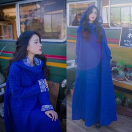 Casual Dresses Autumn Style Solid Color Plus Size Travel Holiday Ladies Hooded Loose Cloak Long Sleeve Dress