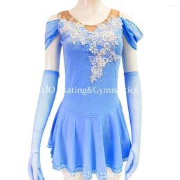 Stage Wear Ice Figure Skating Dress High Elasticity Skyblue For Women's Girls' Professional Competition