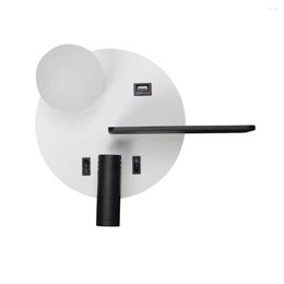 Wall Lamps Bedside Light Wall-mounted USB Interface Stylish El Study Reading Lamp With Holding Plate Black Right Type 2