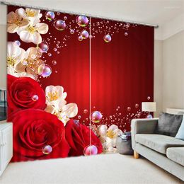 Curtain Red Rose Digital Print 3D Blackout Curtains For Living Room Bedding Drapes Cotinas Para Sala