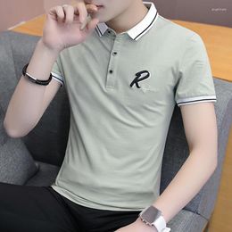 Men's Polos Men Polo Shirt Short Sleeve 2023 Summer Lapel Thin Cotton Male Teenage Boy Tops Black White Grey Korean Style P15