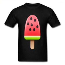 Men's T Shirts Cool 3D Watermelon Ice Popsicle Print Men Black T-shirt O-neck Short Sleeve Cotton High Quality No Fade Tops & Tees